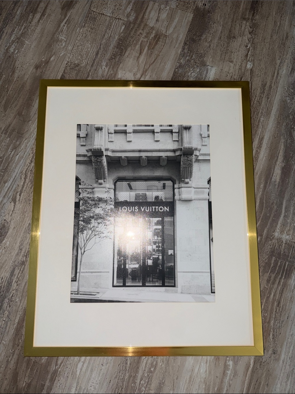 Amazon Gold Framed Black & White Louis Vuitton Store Print